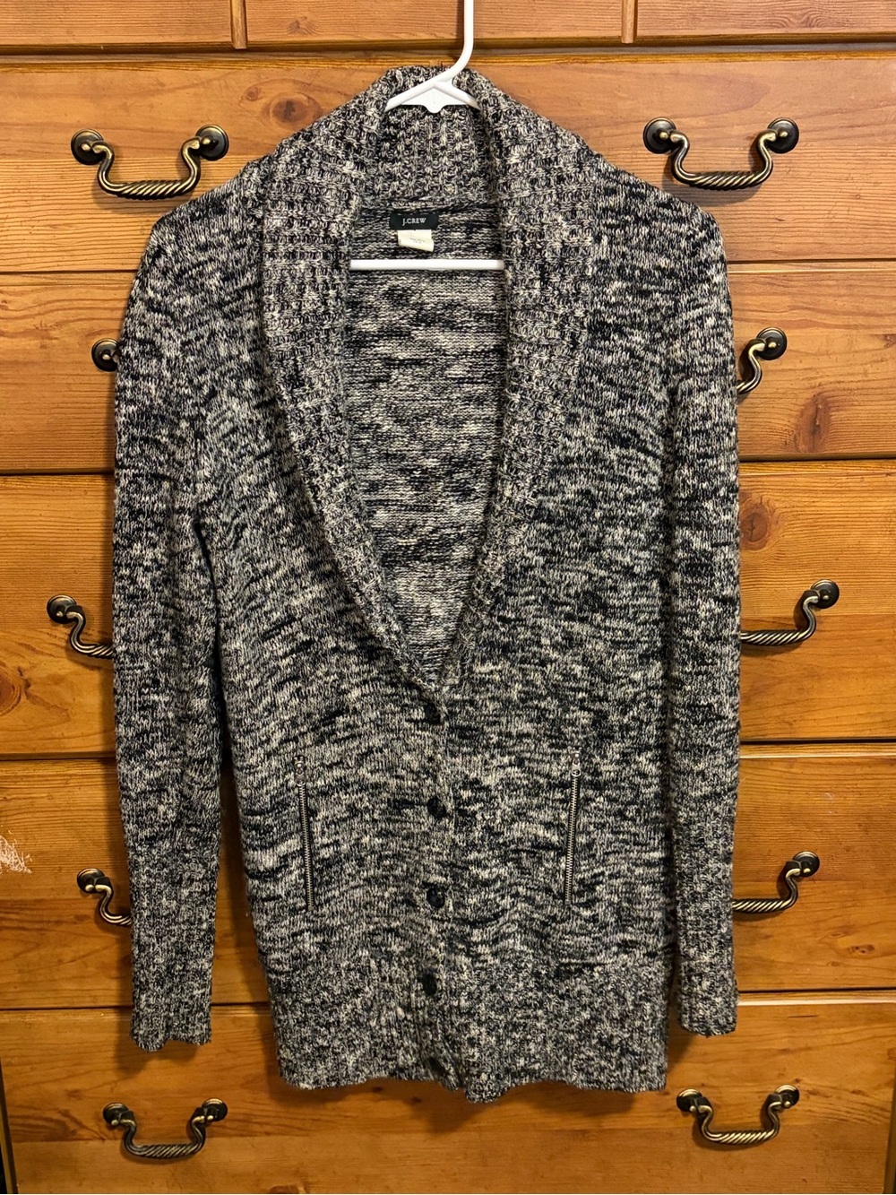 J. Crew Marled Charcoal Shawl-Collar Cardigan